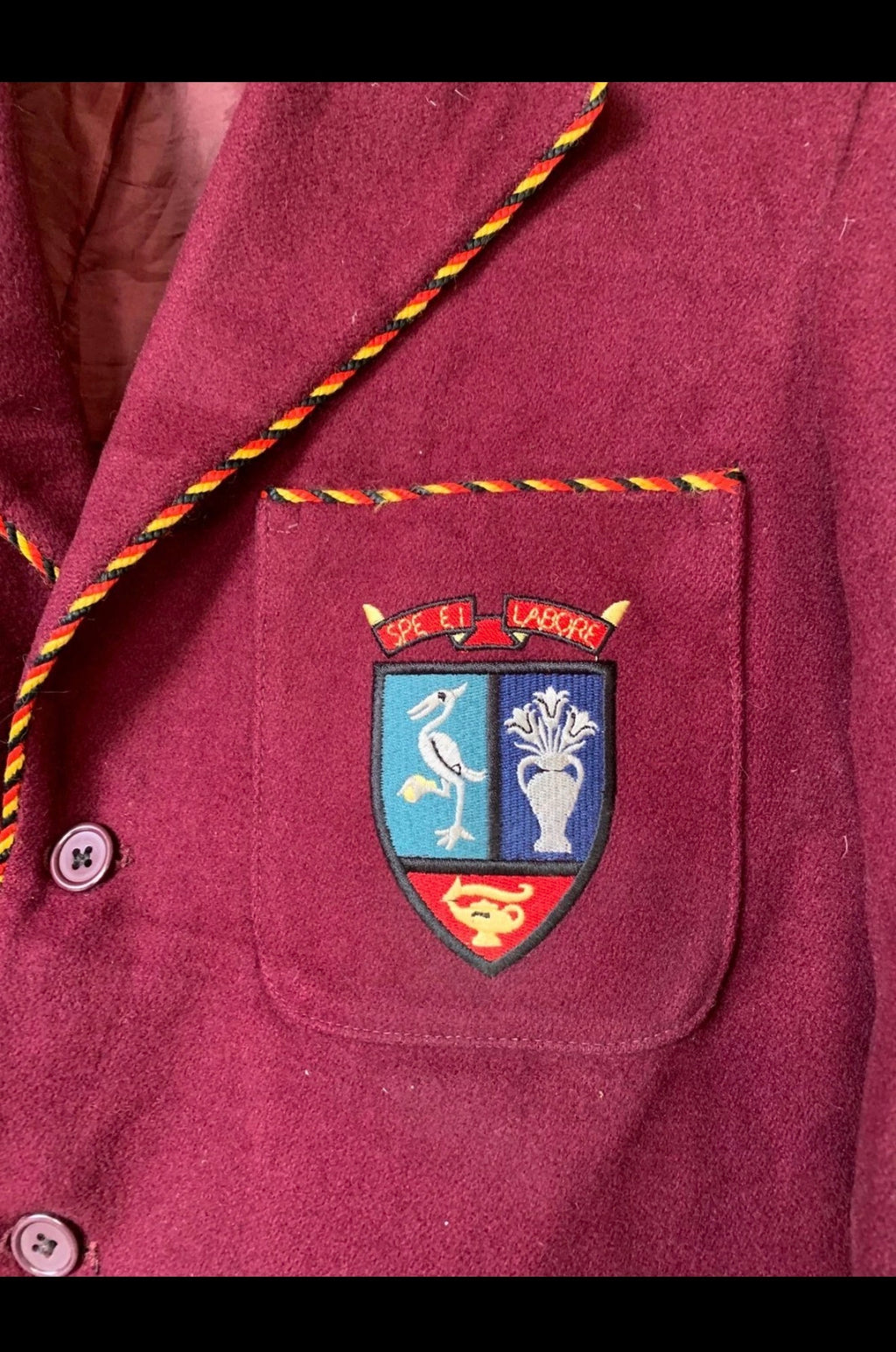 Classic unique boating rowing wool blend burgundy jacket blazer 38S 38R