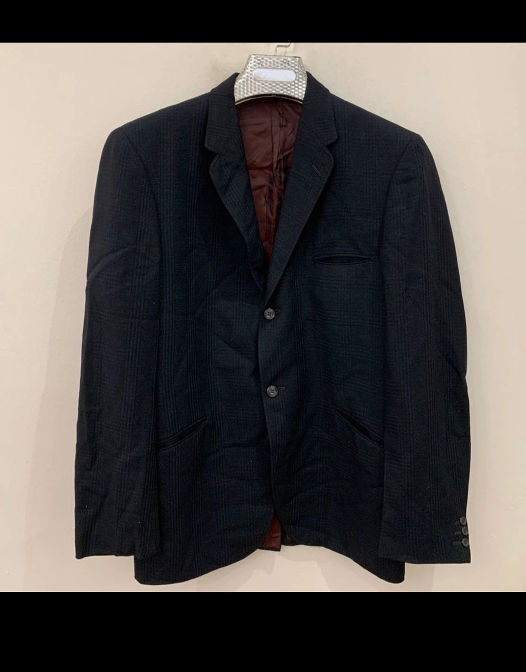 1960s vintage all worsted wool classic glen check bluish jacket blazer 38R