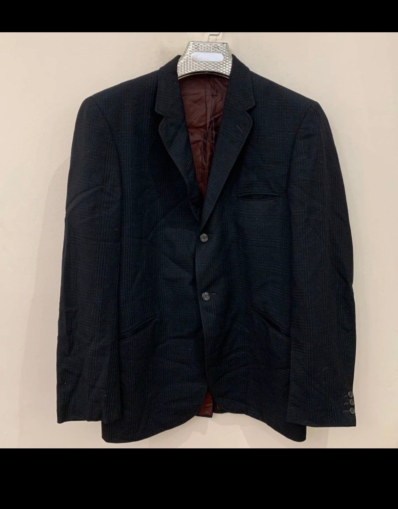1960s vintage all worsted wool classic glen check bluish jacket blazer 38R