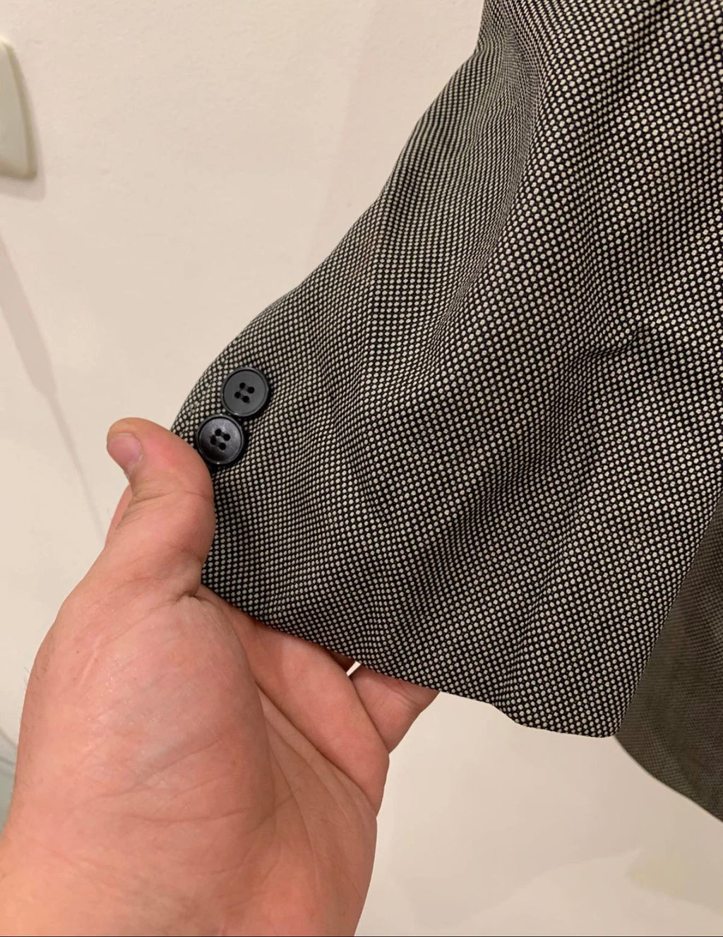 Vintage classic pure wool double breasted birdseye gray suit jacket blazer 42R