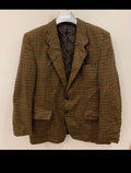 Vintage houndstooth wool cashmere blend classic brown hunting jacket blazer 44R