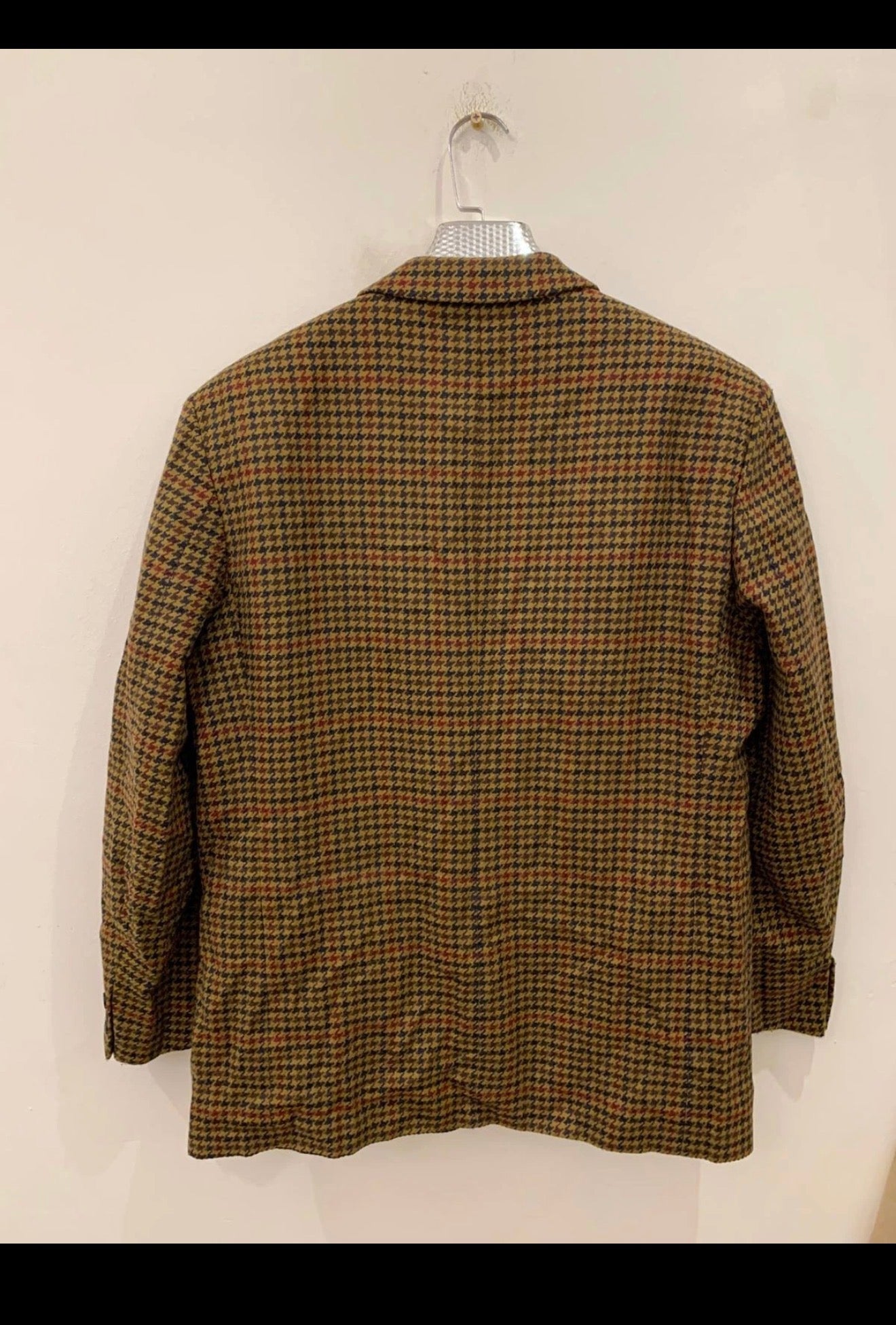 Vintage houndstooth wool cashmere blend classic brown hunting jacket blazer 44R