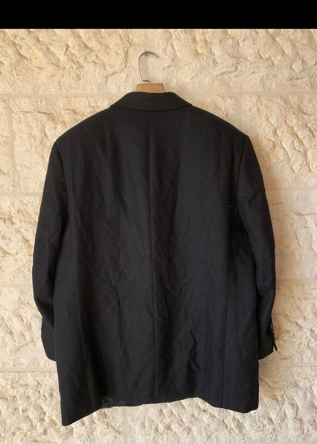 Vintage pure dream wool classic black herringbone jacket blazer 46R XL