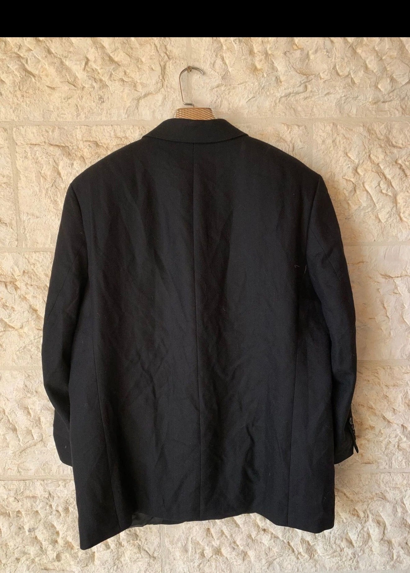 Vintage pure dream wool classic black herringbone jacket blazer 46R XL