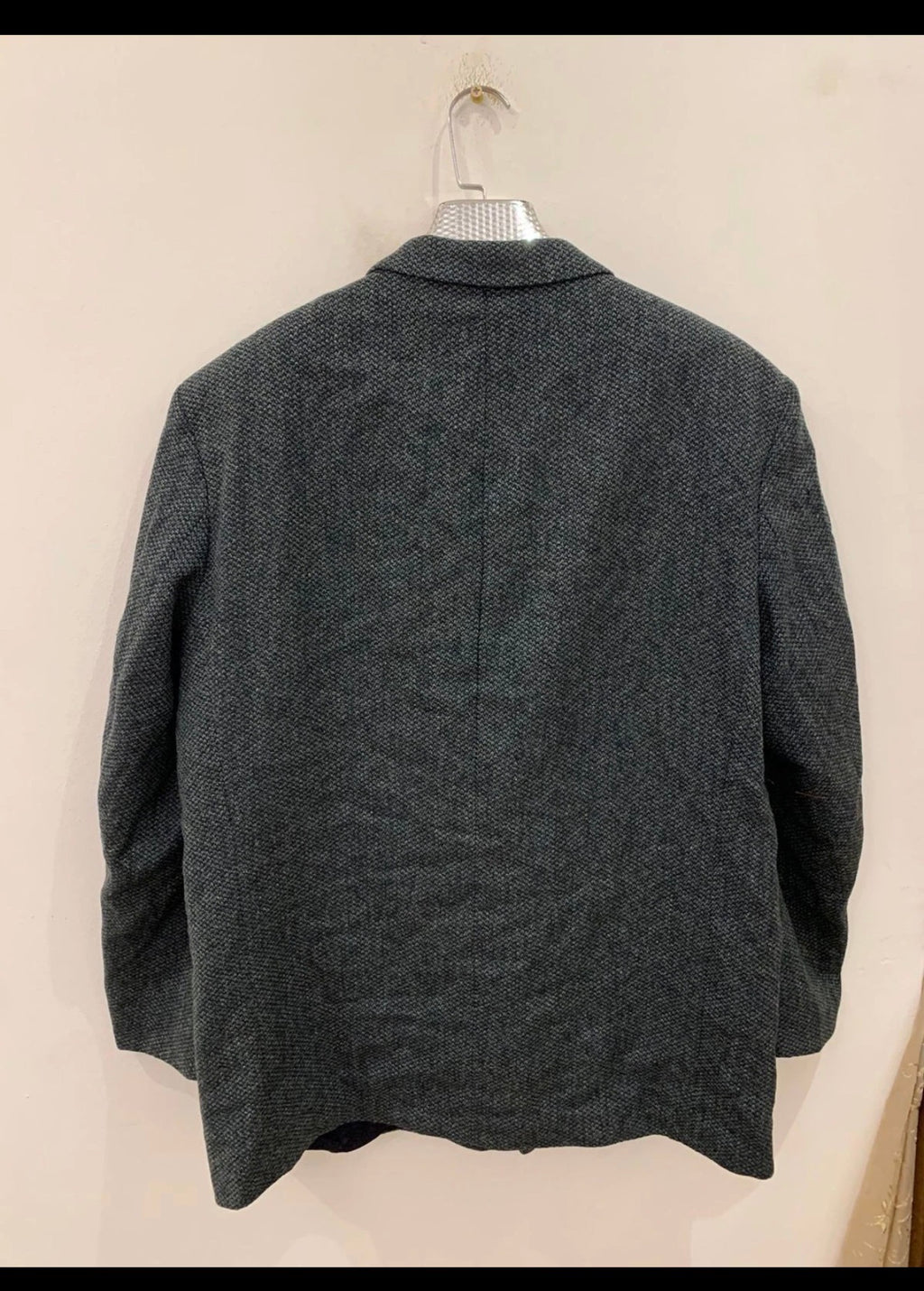 Vintage pure wool tweed green classic hunting jacket blazer 48R 48L XL