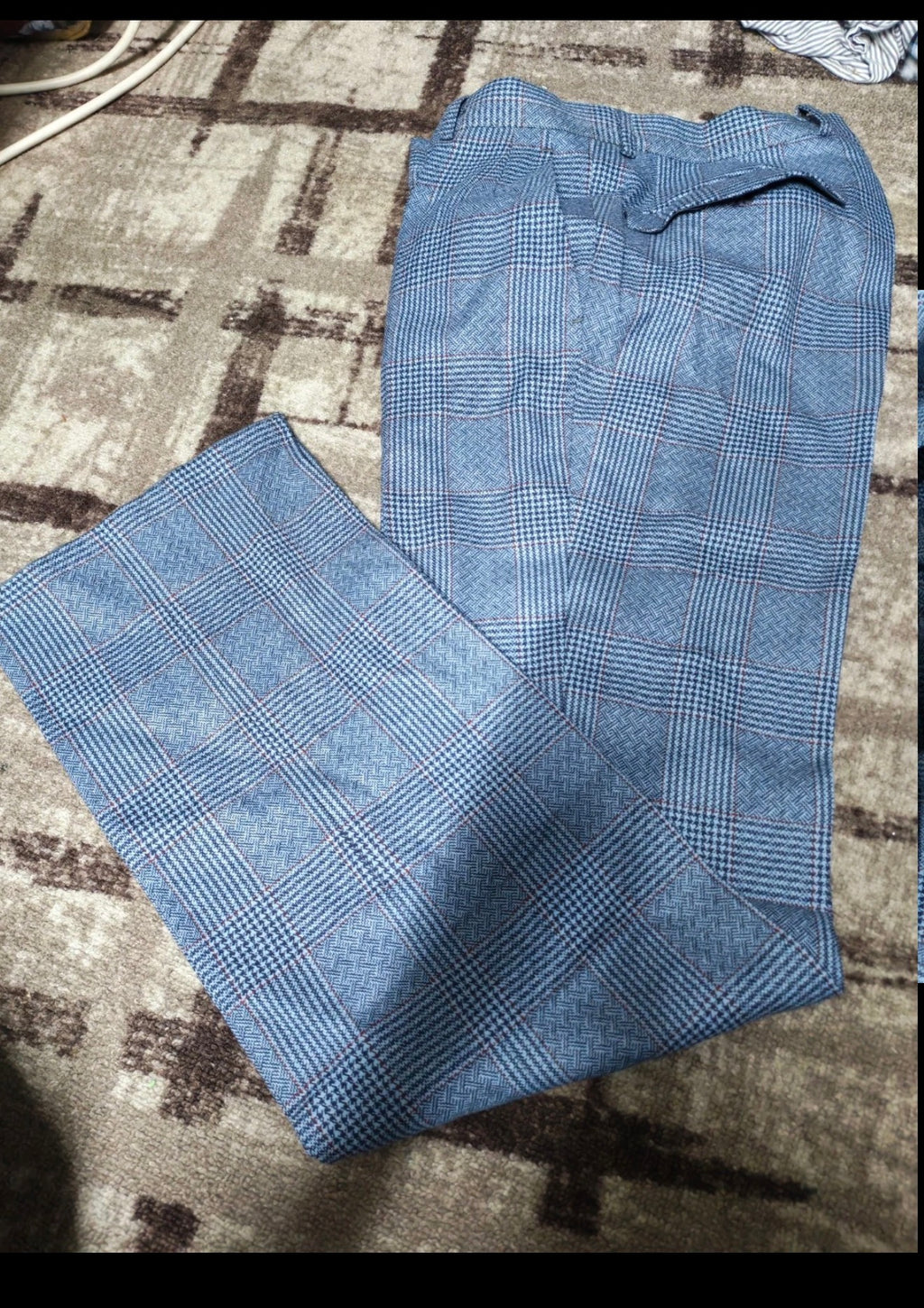1970s Vintage pure wool tweed classic blue glen check 3 button suit 36R 36S