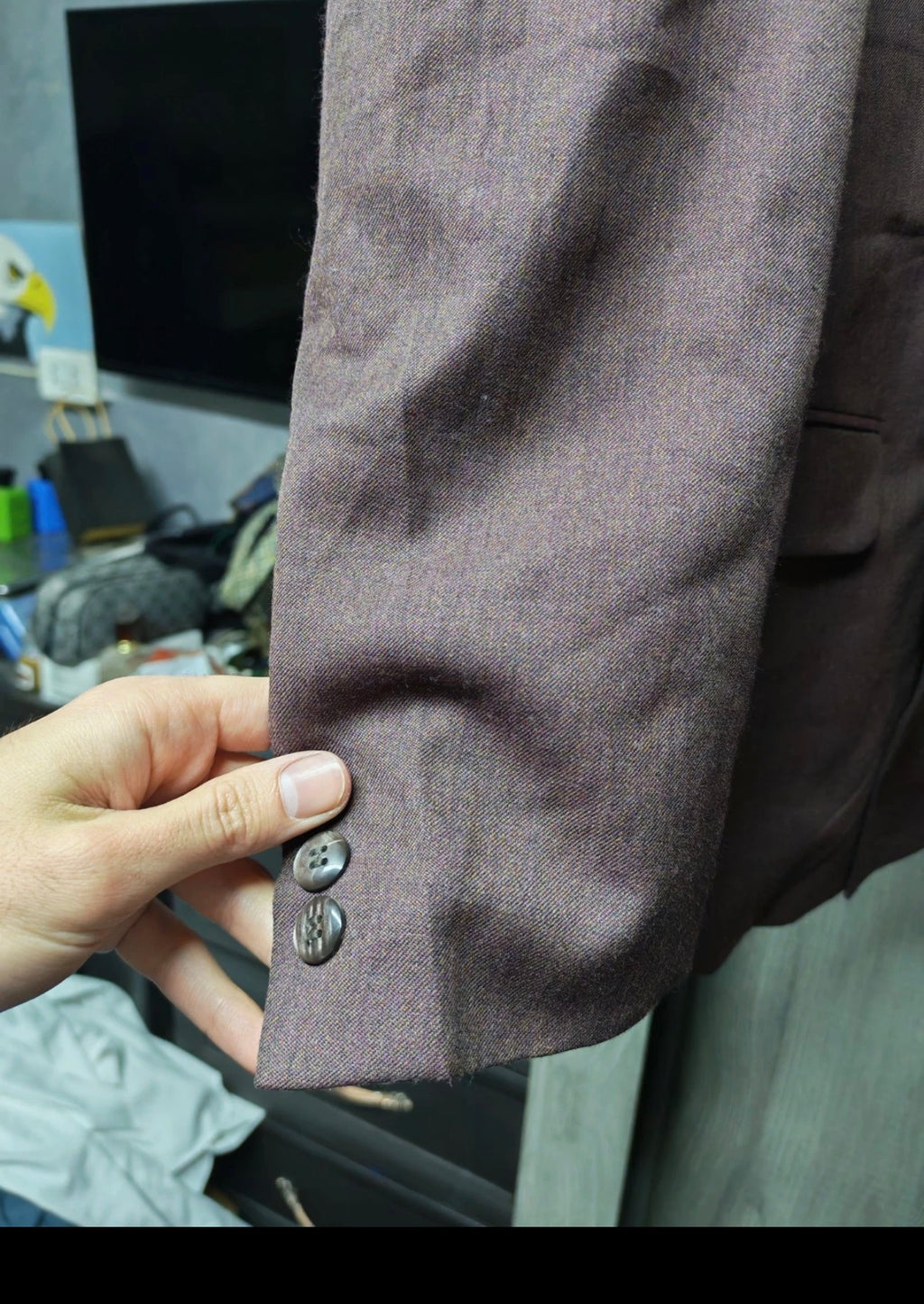 Vintage Wool blend double breasted gangster burgundy classic suit 40R