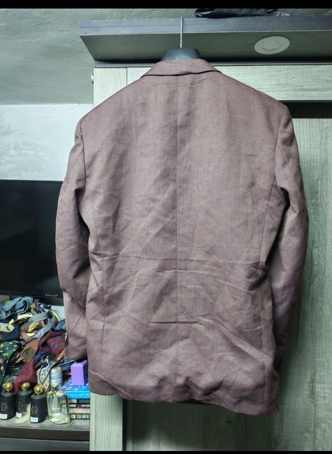 Vintage Wool blend double breasted gangster burgundy classic suit 40R