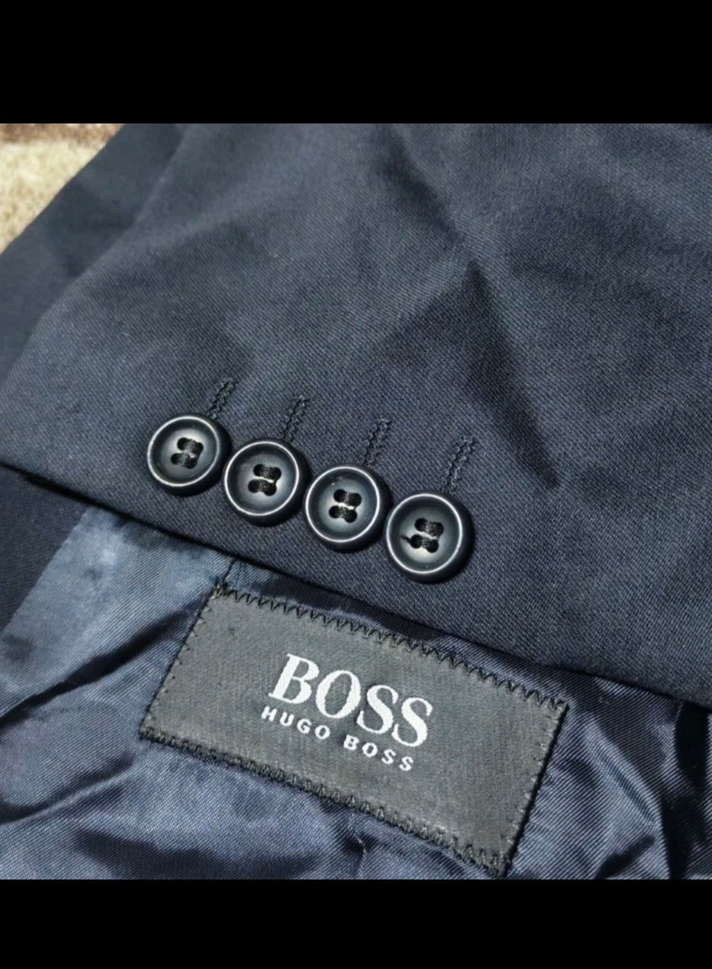 Vintage Hugo Boss Al Capone pure wool double breasted classic navy suit 42R