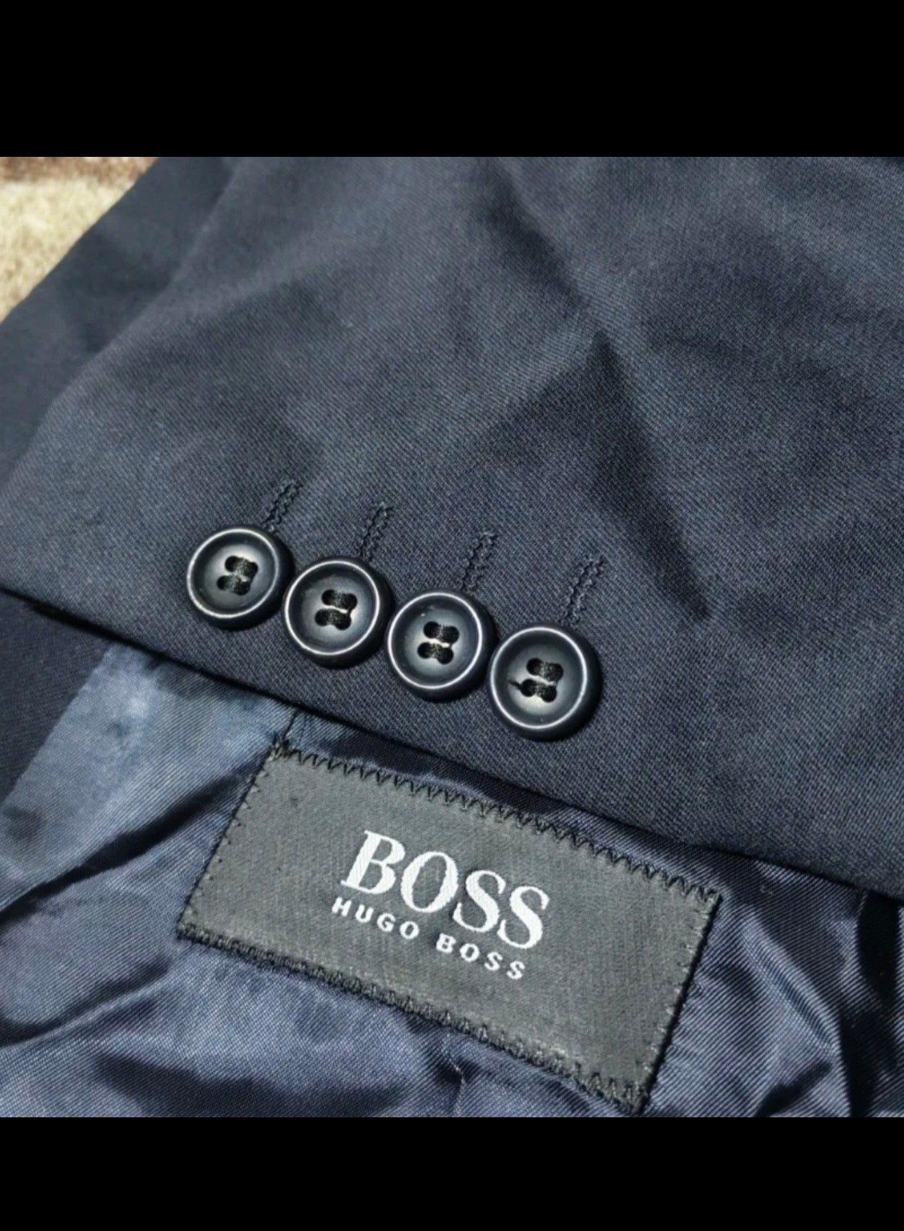 Vintage Hugo Boss Al Capone pure wool double breasted classic navy suit 42R
