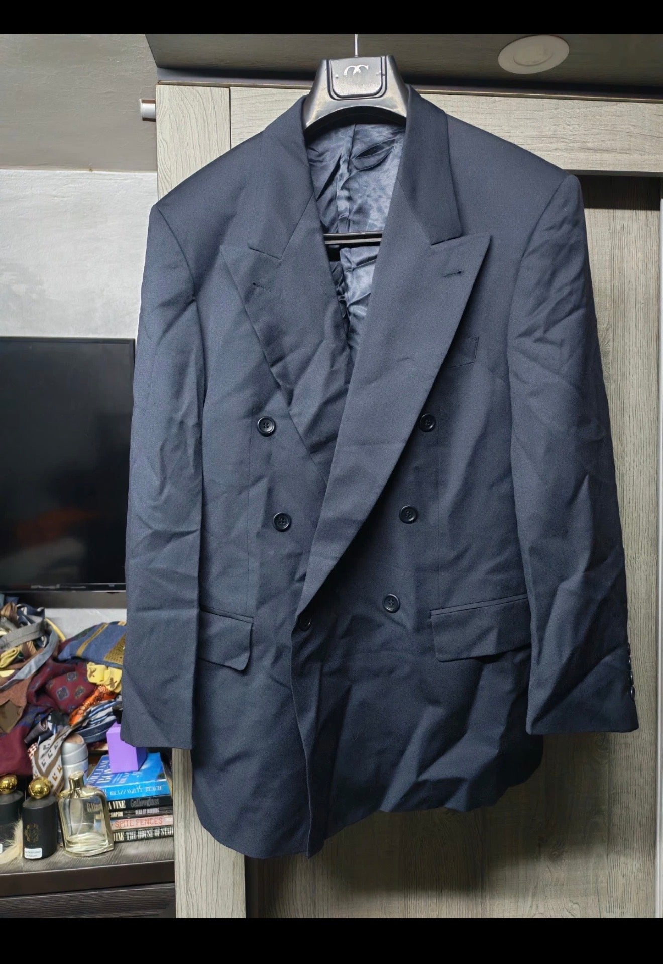 Vintage Hugo Boss Al Capone pure wool double breasted classic navy suit 42R