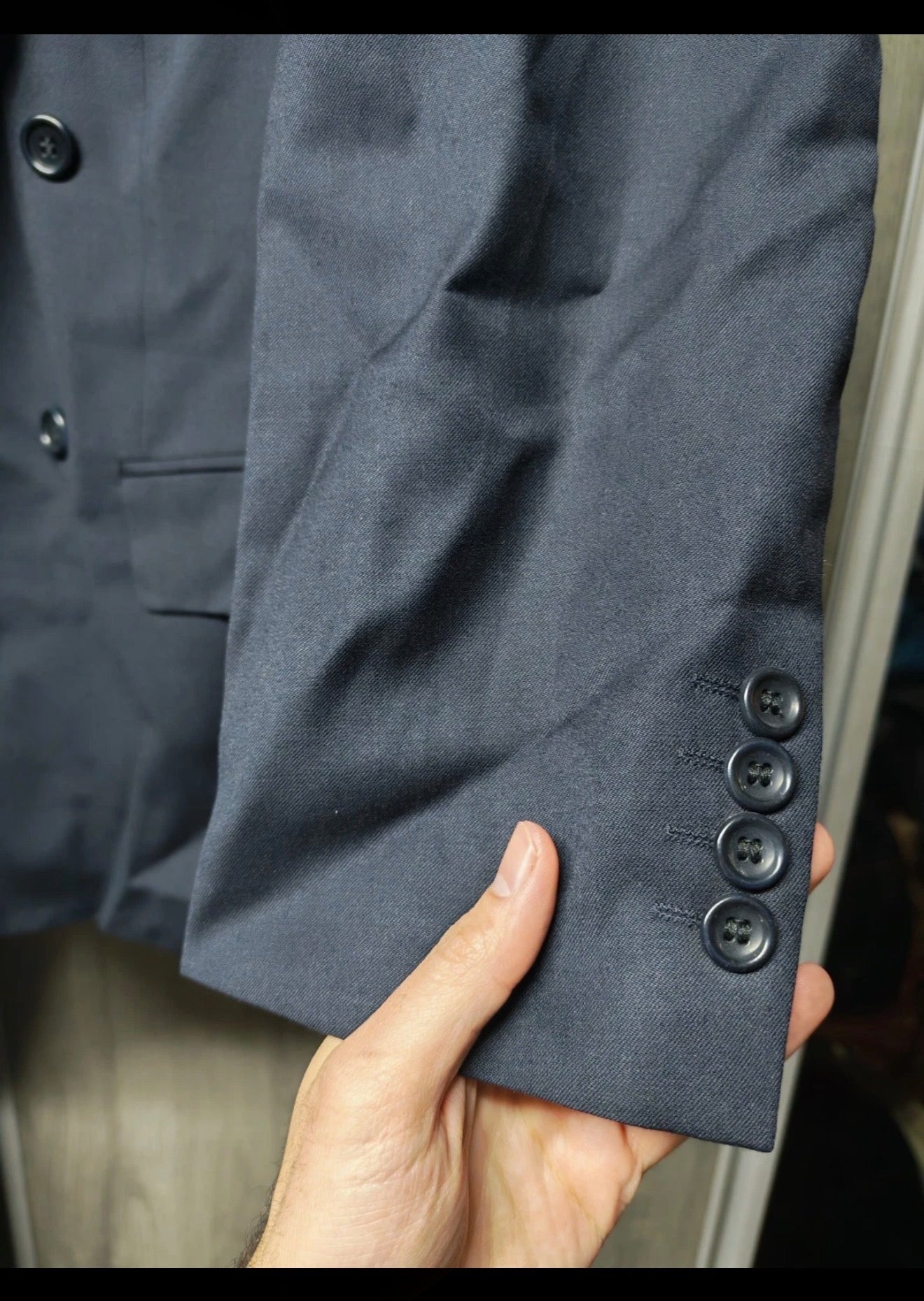 Vintage Hugo Boss Al Capone pure wool double breasted classic navy suit 42R
