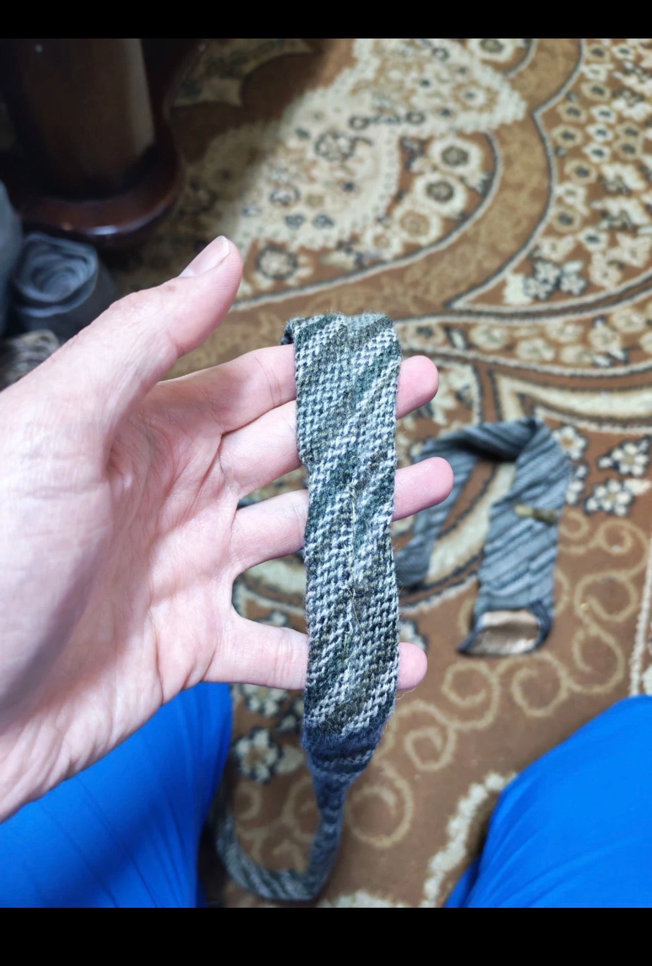 mens vintage classic 100% pure wool Retro camouflage striped green neck tie