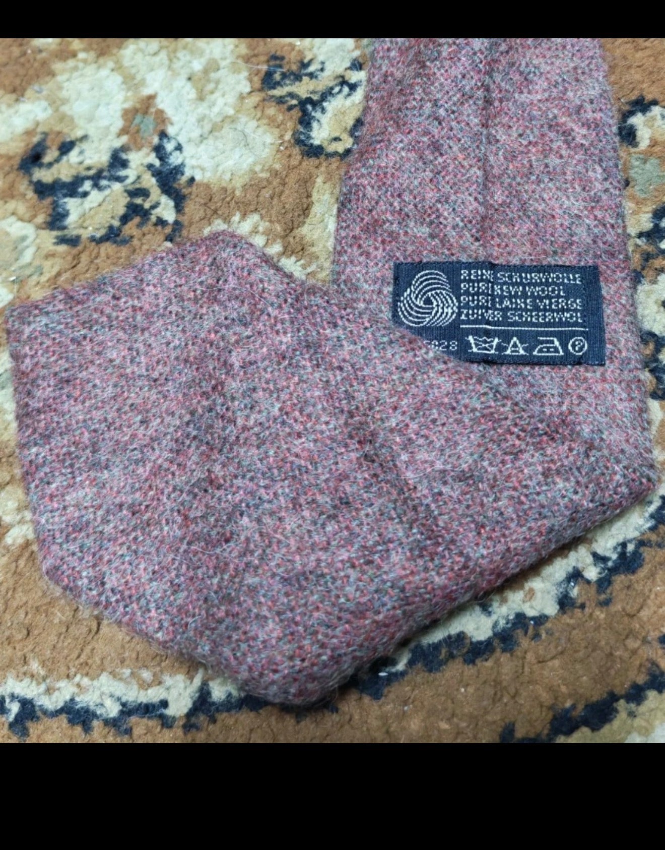 Vintage classic 100% pure wool handwoven tweed Retro brownish neck tie