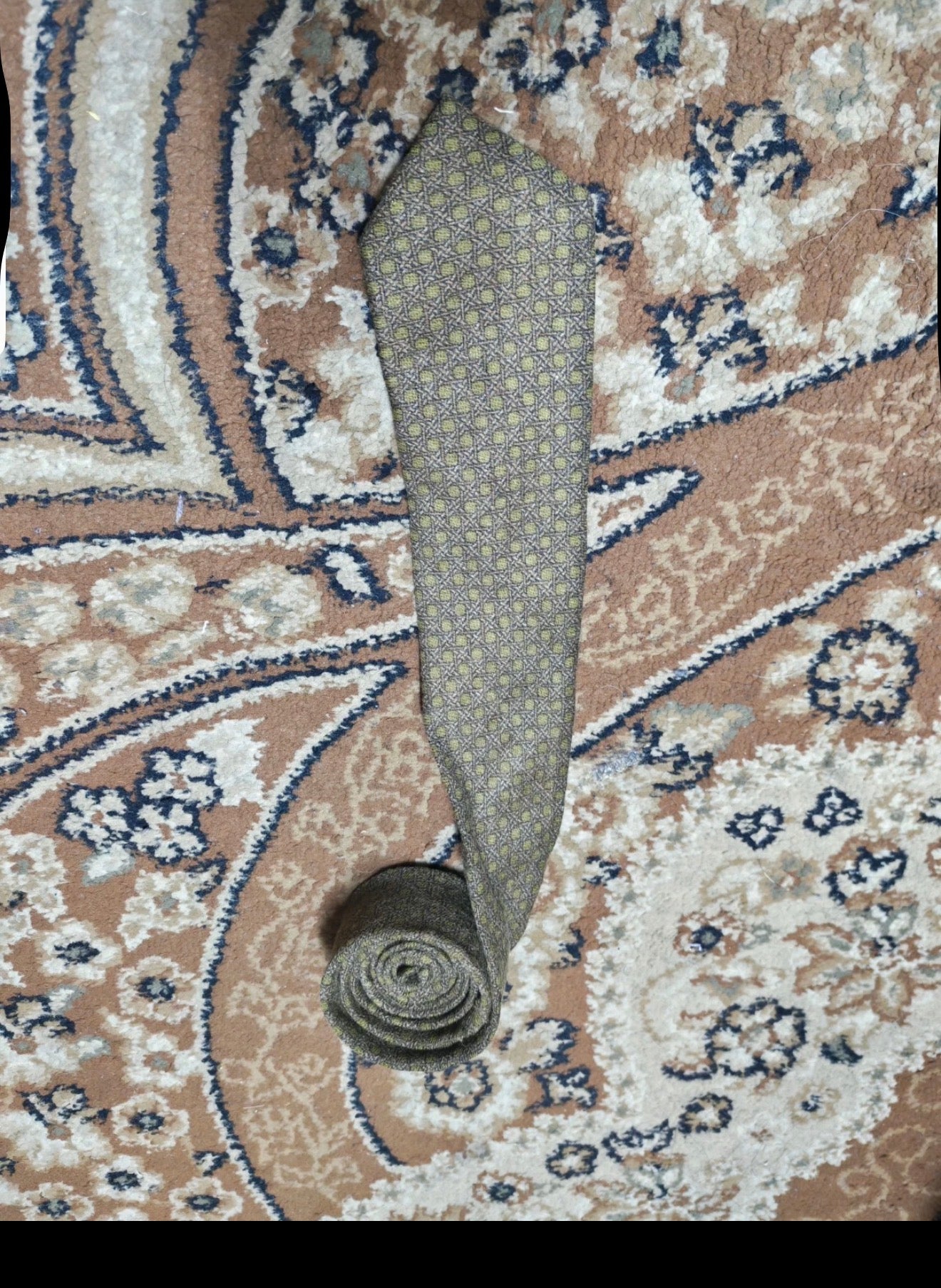 mens vintage classic 100% pure wool Retro camouflage green brown neck tie
