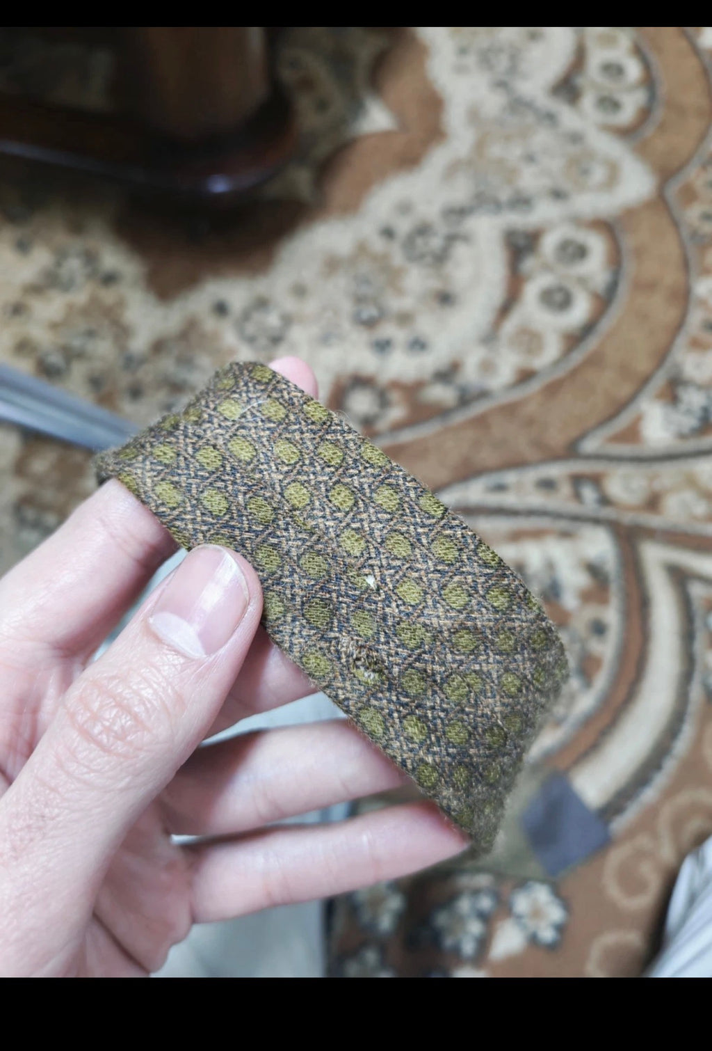 mens vintage classic 100% pure wool Retro camouflage green brown neck tie