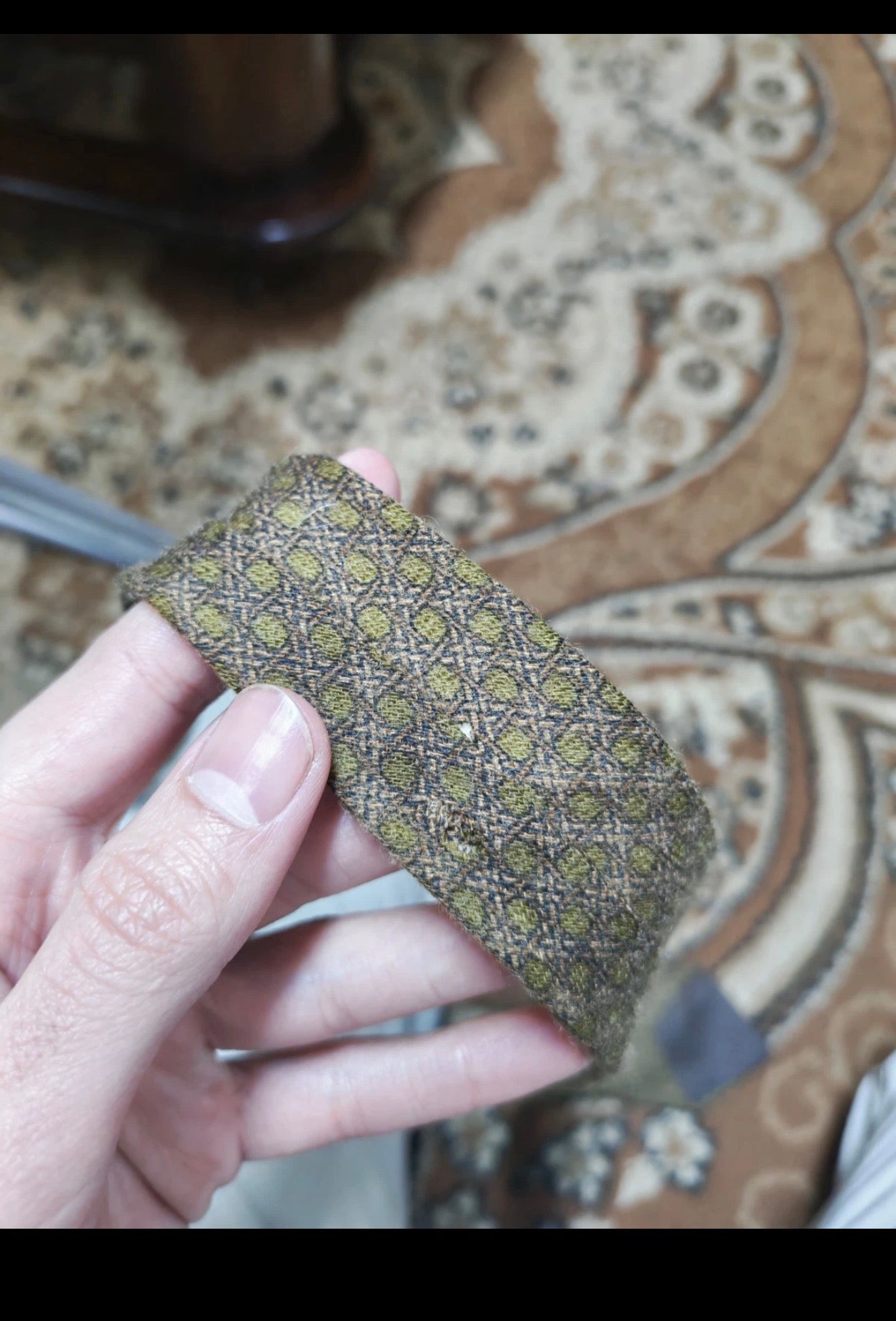 mens vintage classic 100% pure wool Retro camouflage green brown neck tie