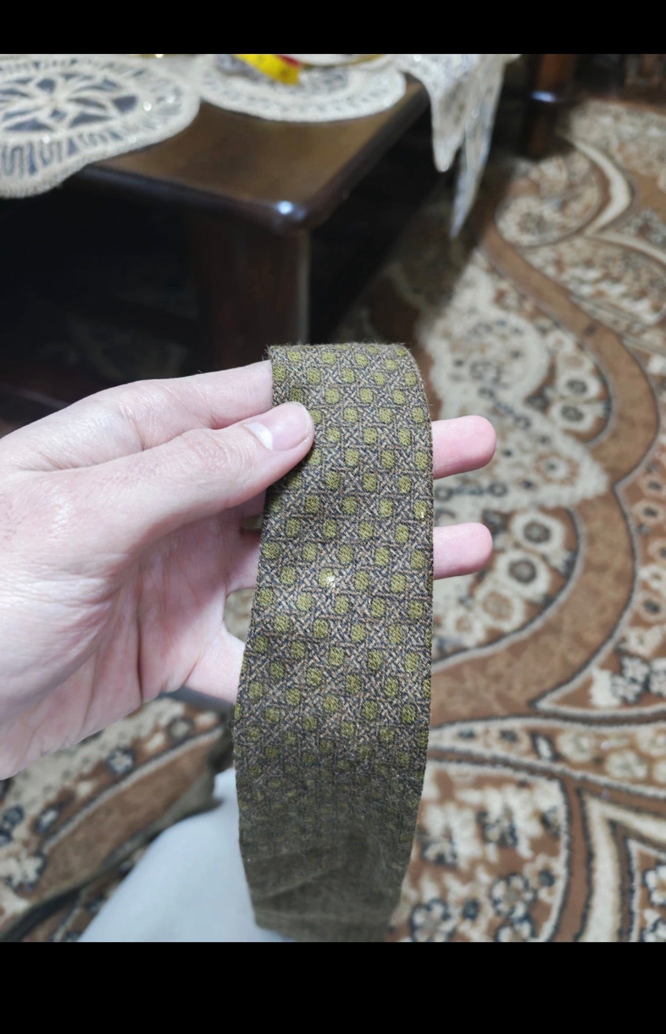 mens vintage classic 100% pure wool Retro camouflage green brown neck tie