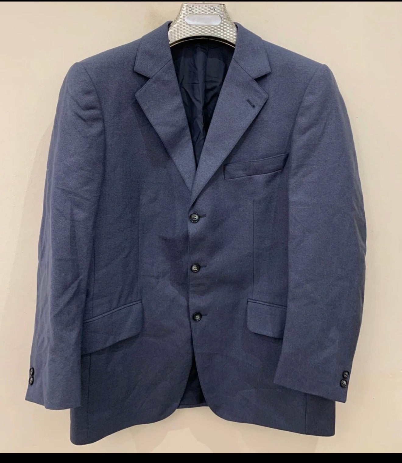 Vintage classic pure wool unique blue 3 button suit 40R 40S