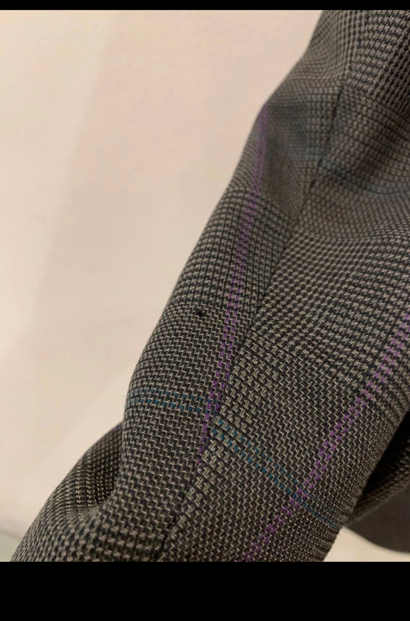 Vintage pure wool double breasted glen check brownish classic suit 42R