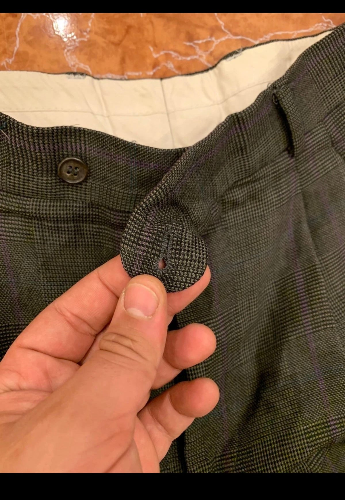 Vintage pure wool double breasted glen check brownish classic suit 42R