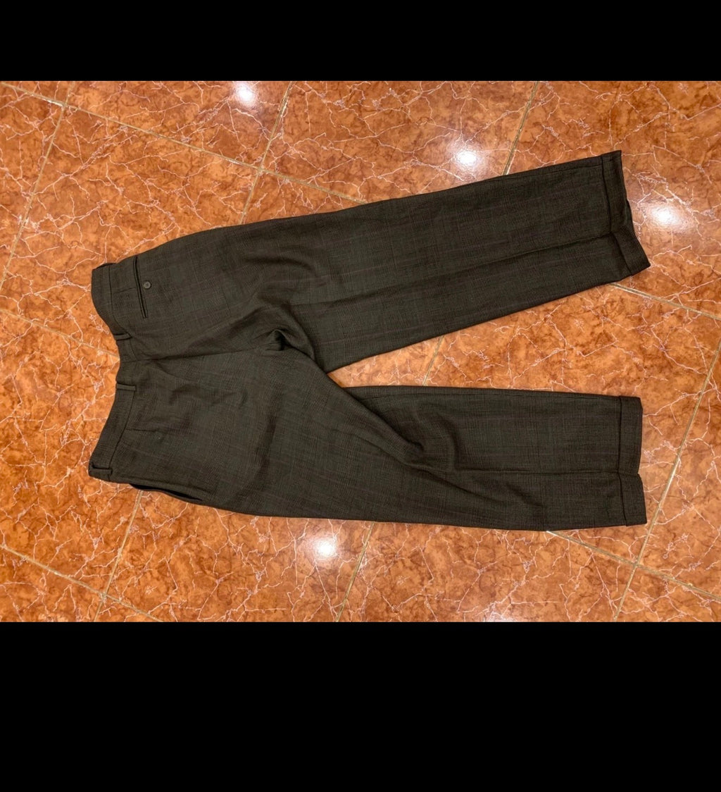 Vintage pure wool double breasted glen check brownish classic suit 42R