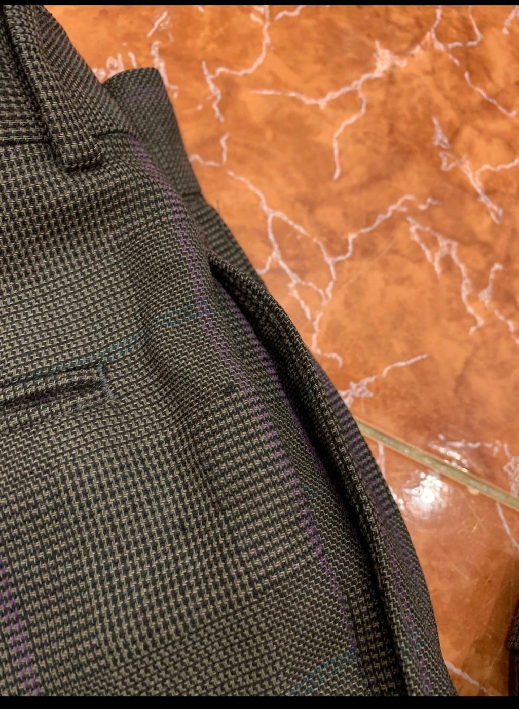 Vintage pure wool double breasted glen check brownish classic suit 42R