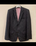 Vintage Superfine wool charcoal striped classic 2 button suit 38L