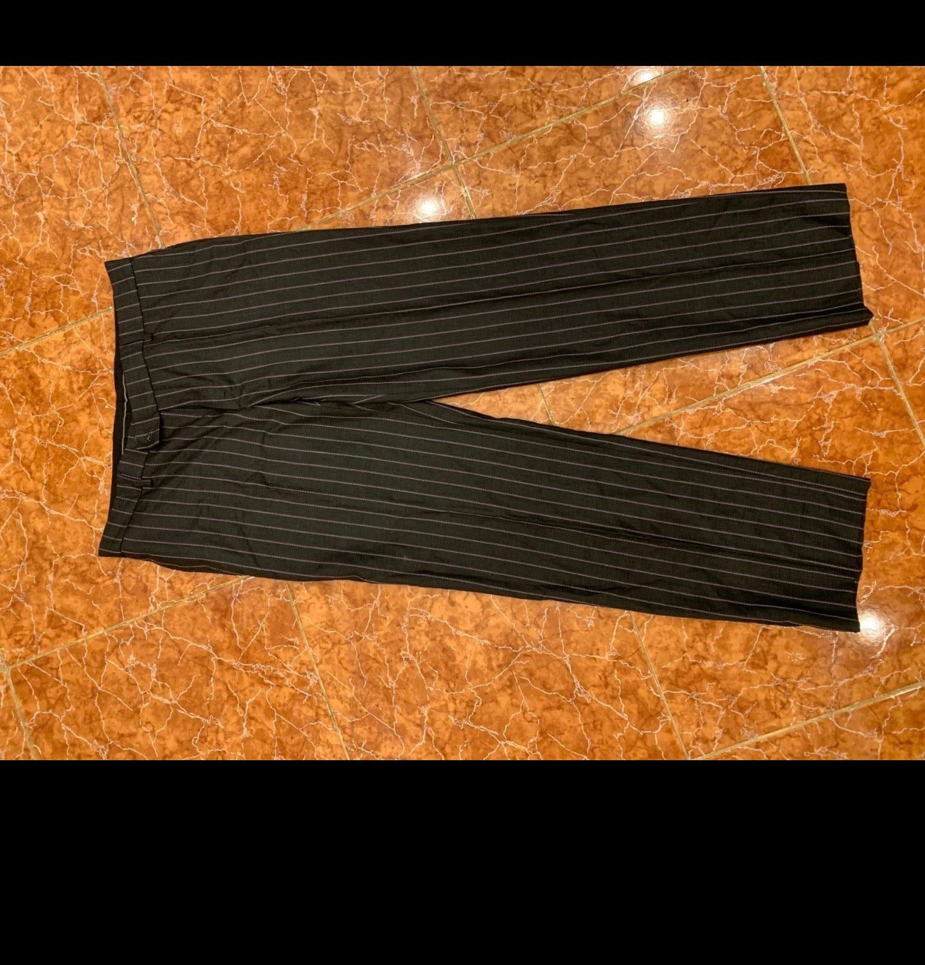 Vintage Superfine wool charcoal striped classic 2 button suit 38L