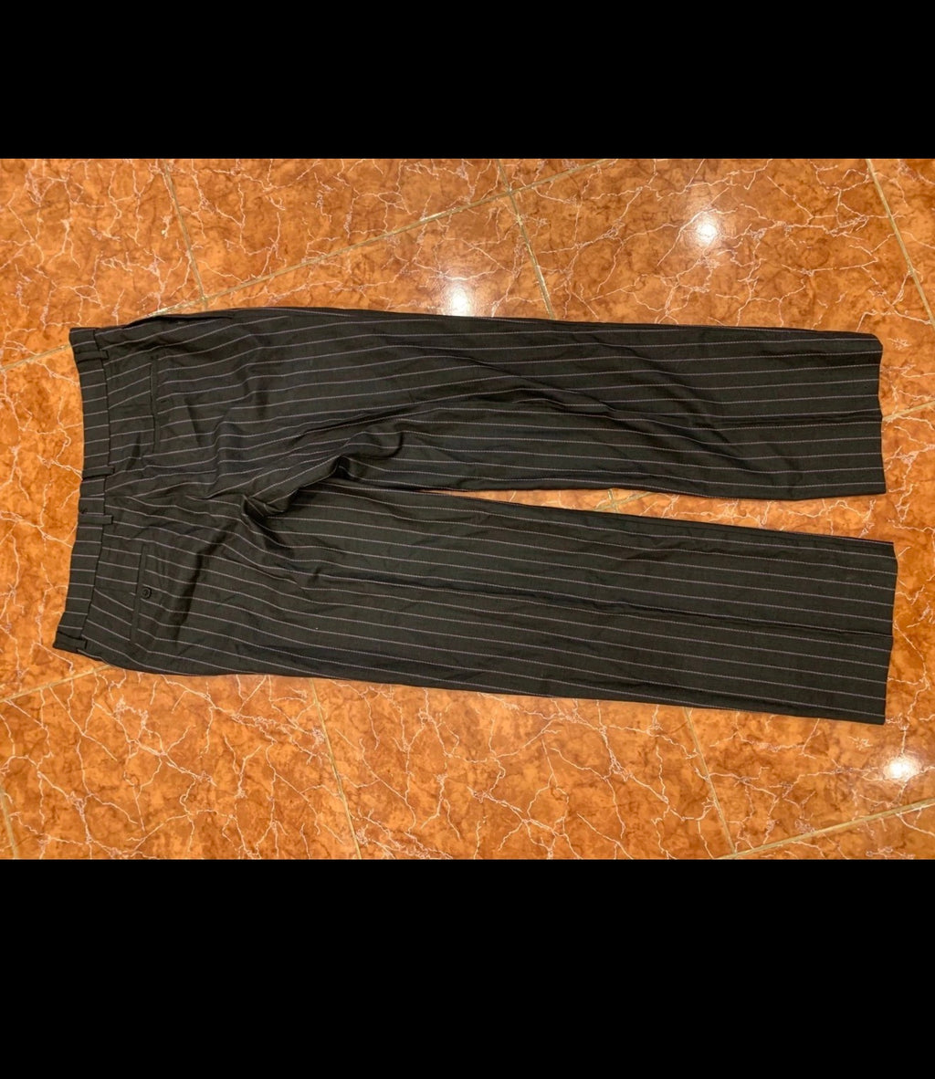 Vintage Superfine wool charcoal striped classic 2 button suit 38L