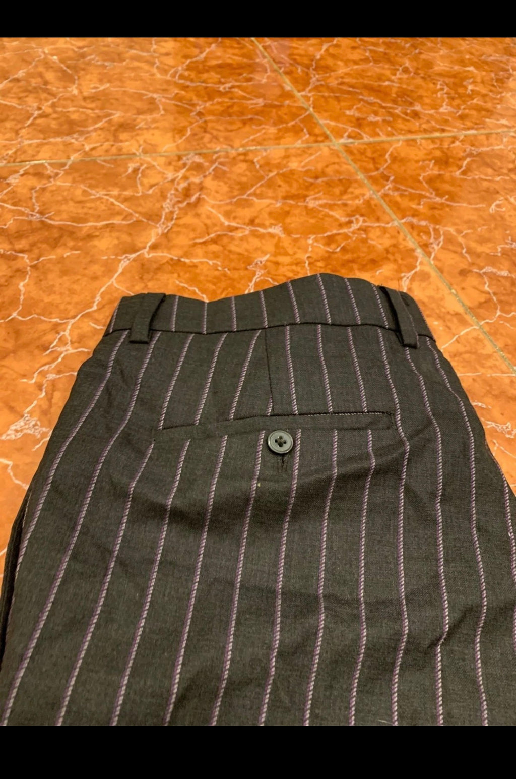 Vintage Superfine wool charcoal striped classic 2 button suit 38L