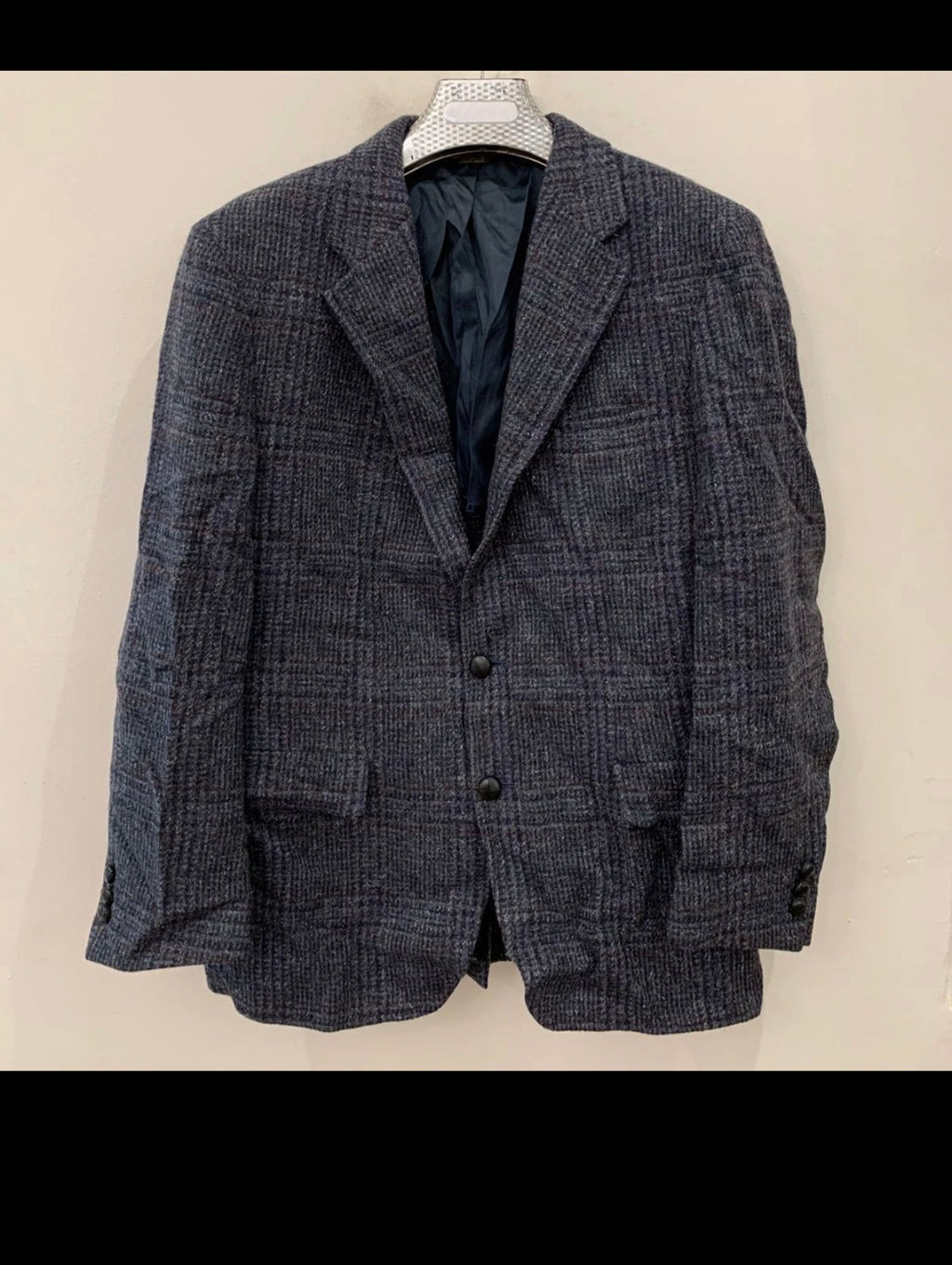 Vintage pure wool handwoven tweed glen check hunting jacket blazer 42R