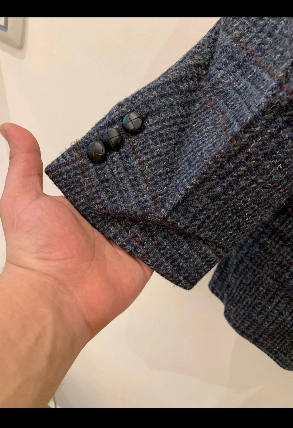 Vintage pure wool handwoven tweed glen check hunting jacket blazer 42R