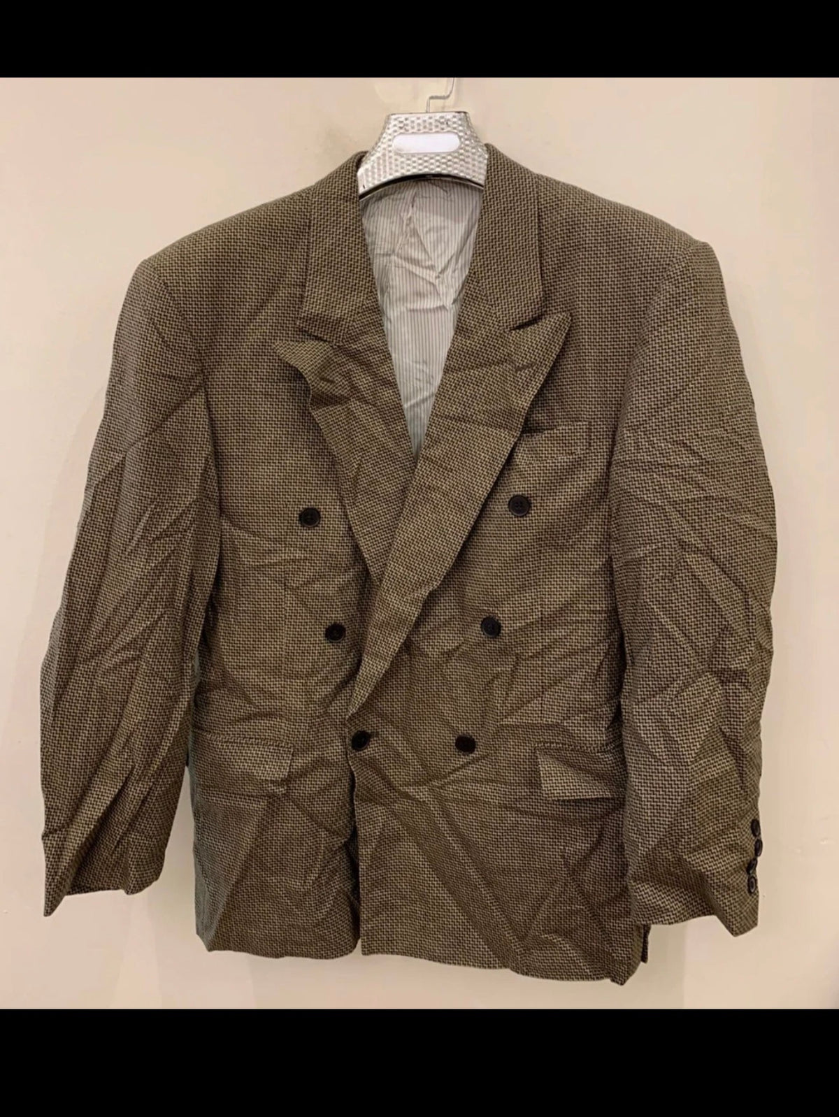Vintage Daniel Hechter Wool Silk double breasted brown jacket blazer 42R
