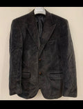 Vintage 100% cotton velvet peak lapel classic charcoal jacket blazer 40R 40L