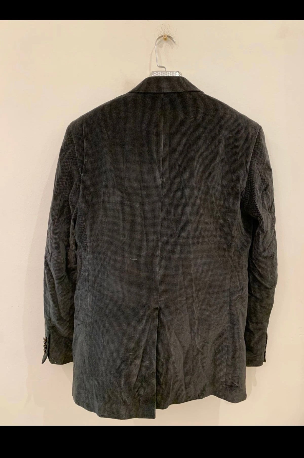 Vintage 100% cotton velvet peak lapel classic charcoal jacket blazer 40R 40L