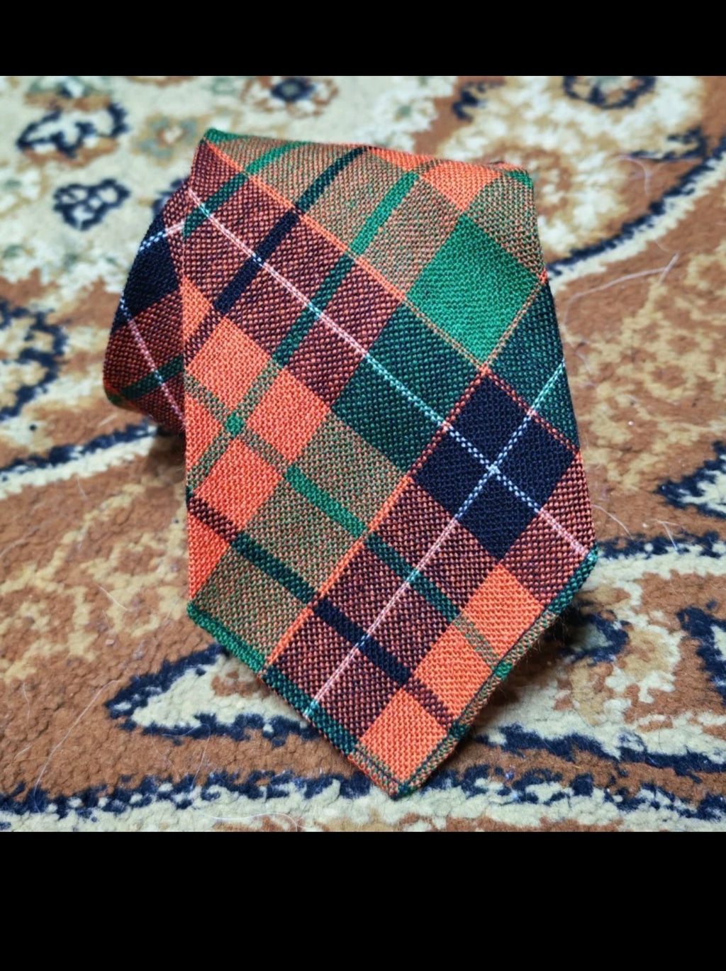 Vintage classic 100% pure wool Retro tartan plaid 1950s neck tie