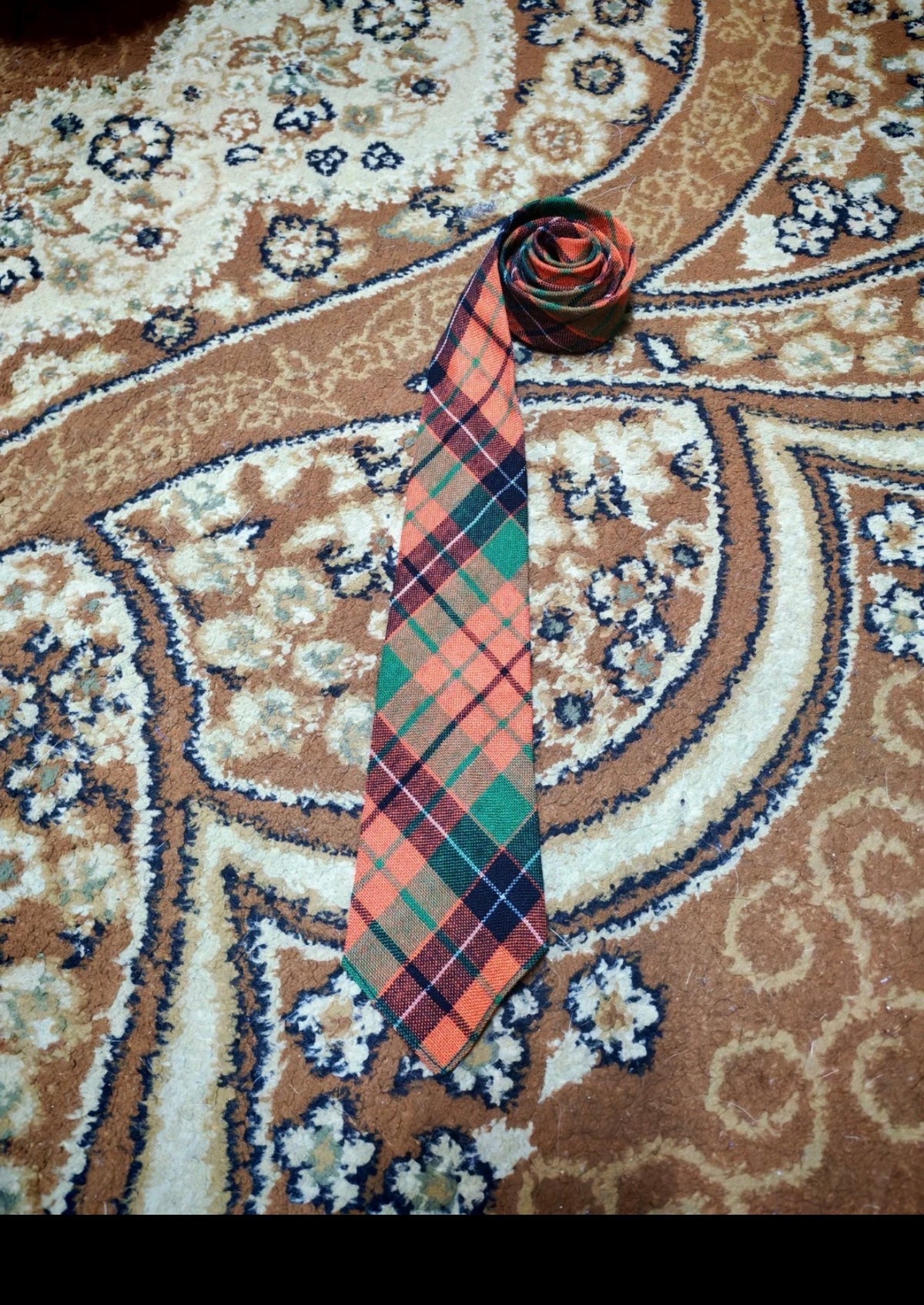 Vintage classic 100% pure wool Retro tartan plaid 1950s neck tie