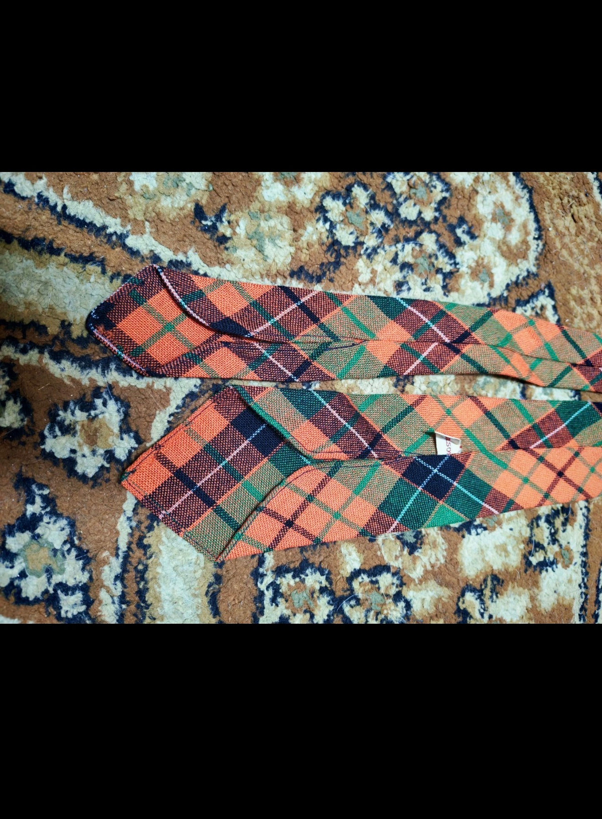 Vintage classic 100% pure wool Retro tartan plaid 1950s neck tie
