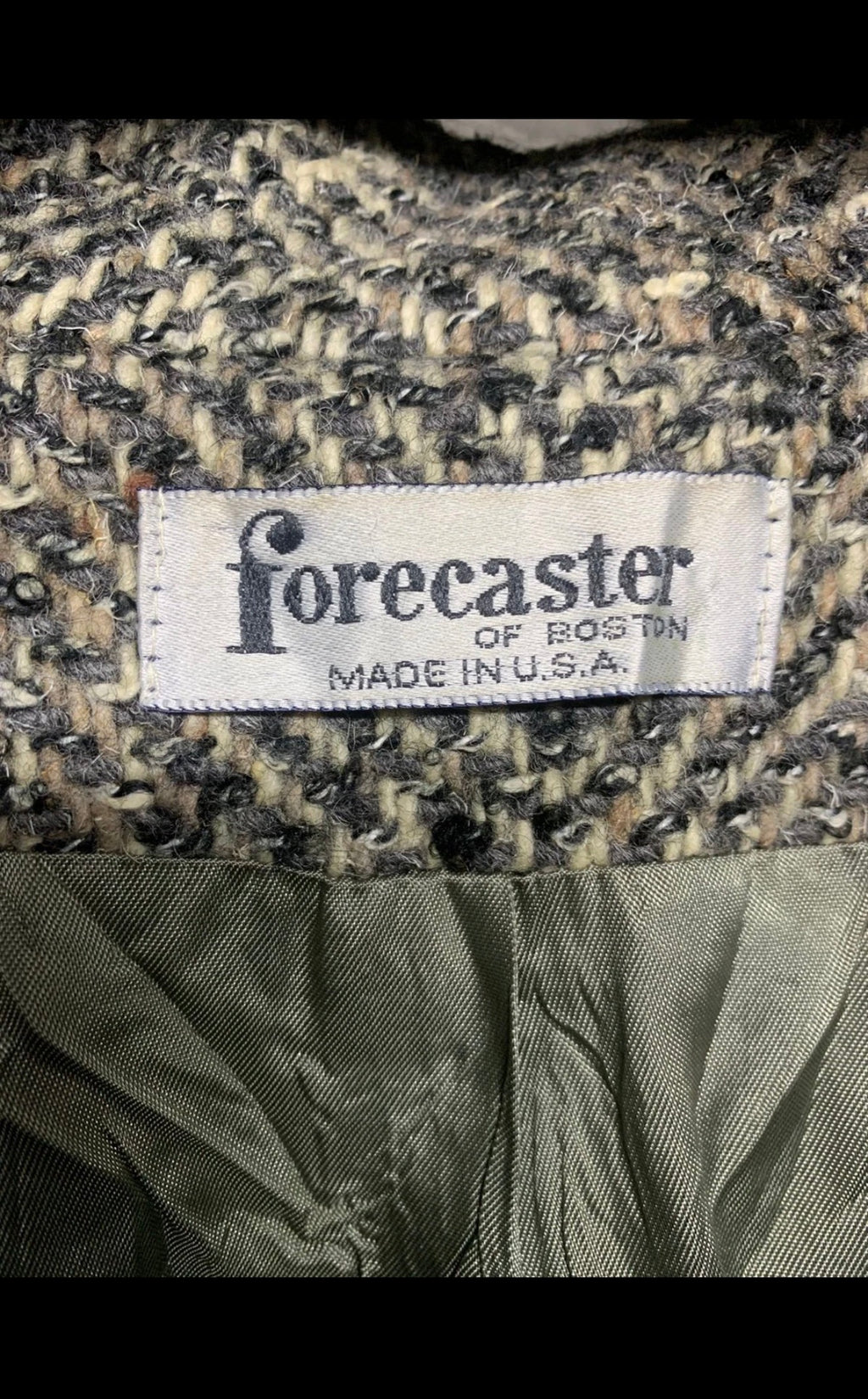 Vintage Forecaster Boston Wool blend db belted camouflage over coat 42 12 L