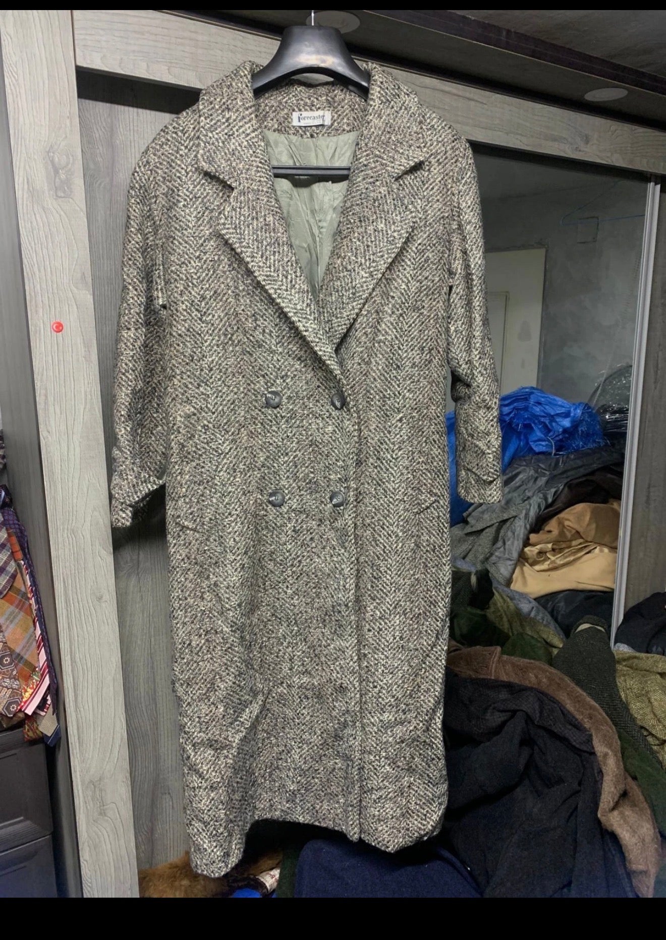 Vintage Forecaster Boston Wool blend db belted camouflage over coat 42 12 L