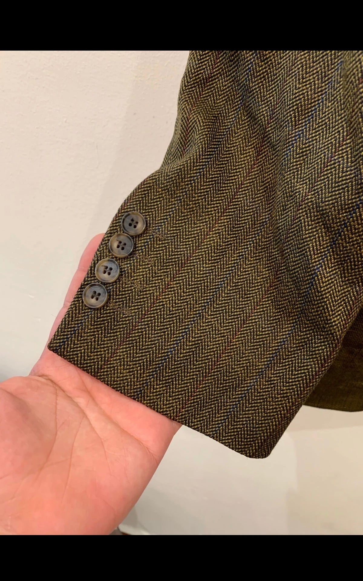 Vintage pure wool Windowpane green classic hunting jacket blazer 44R 44L