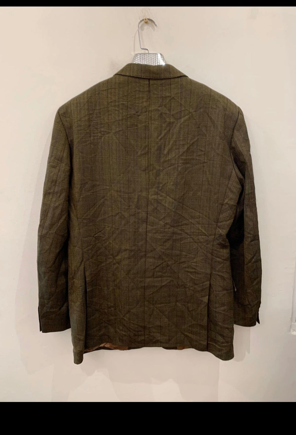 Vintage pure wool Windowpane green classic hunting jacket blazer 44R 44L