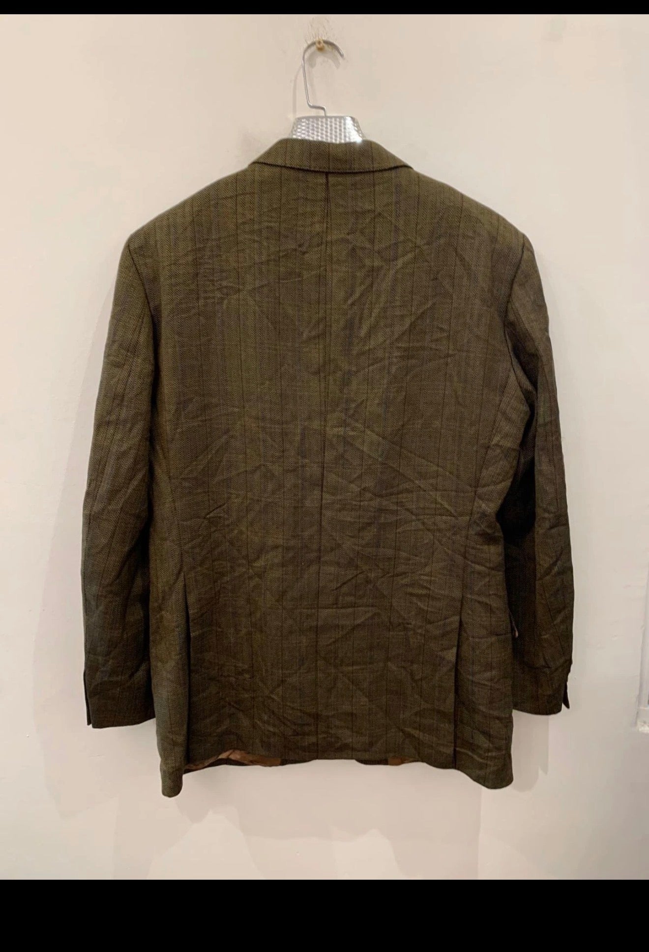 Vintage pure wool Windowpane green classic hunting jacket blazer 44R 44L