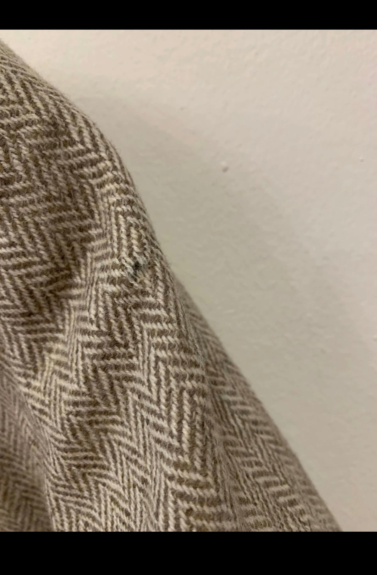 Vintage Wool Cashmere herringbone beige classic jacket blazer 44L