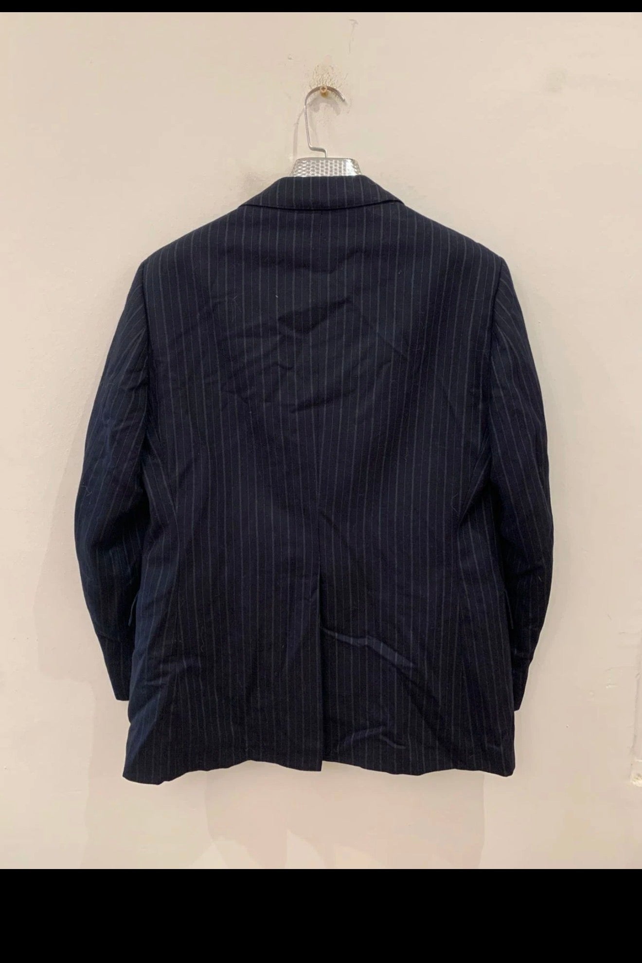 1970s vintage pure wool classic striped navy suit jacket blazer 40R