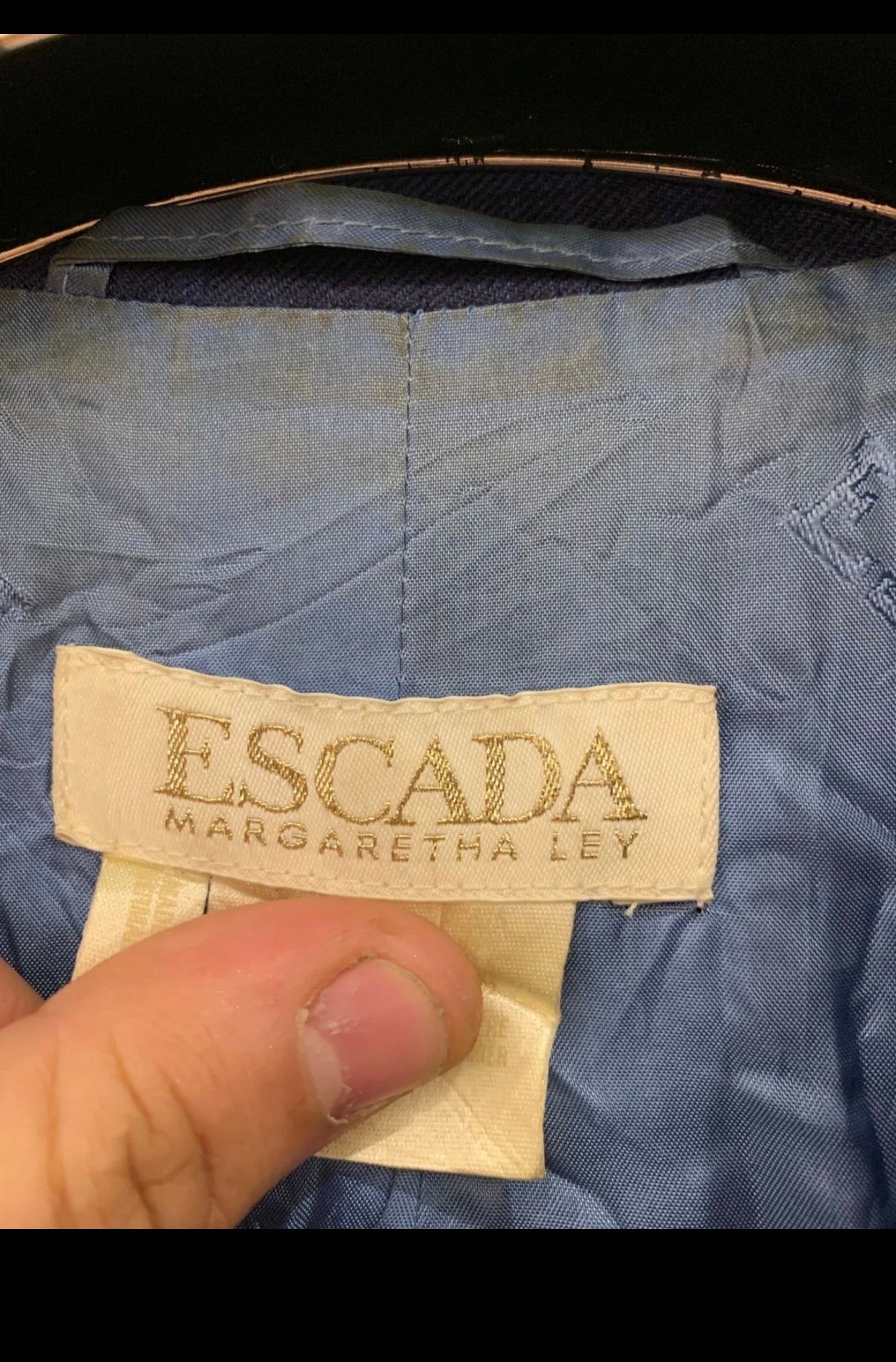 Vintage Escada 100% pure cashmere Ermenegildo Zegna blue jacket blazer 40 M 10