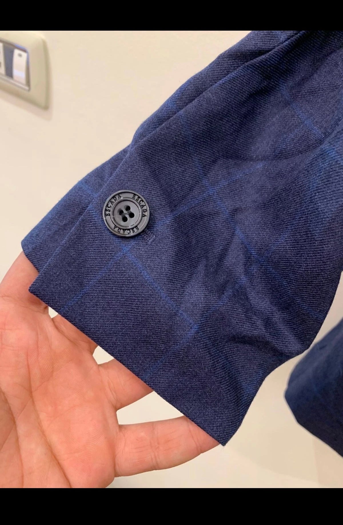 Vintage Escada 100% pure cashmere Ermenegildo Zegna blue jacket blazer 40 M 10