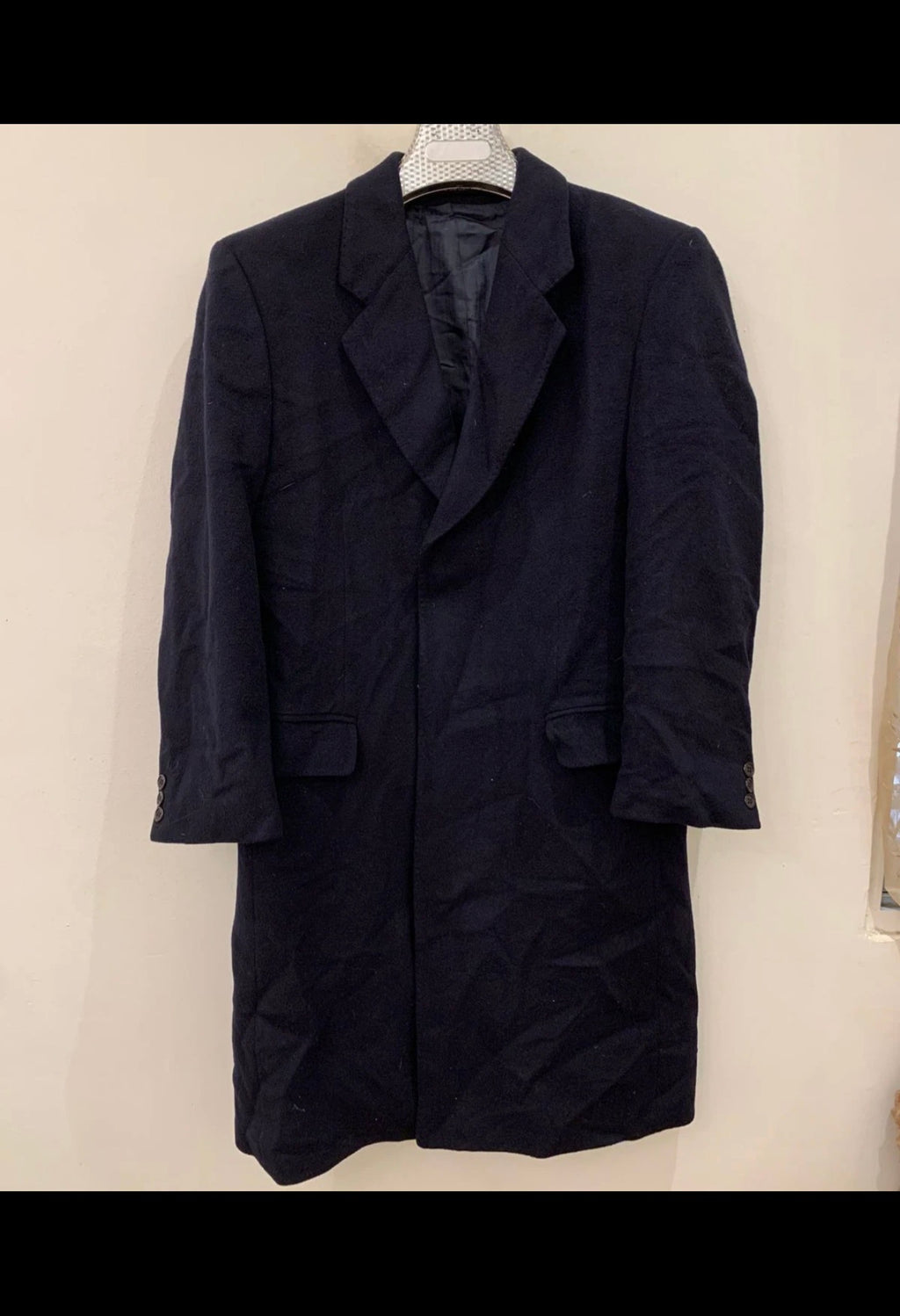 Vintage St Michael pure wool classic navy suit over coat 38R 38S