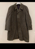 1970s Vintage pure wool Tweed glen check classic raglan over coat 48R XL